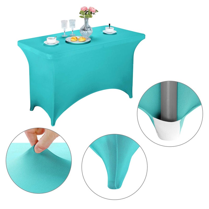 LZY Spandex Fitted Stretch Table Cover for 4ft or 6ft or 8ft Folding Table, Rectangular Cocktail Tablecloth, Perfect for Party or Banquet - Image 3